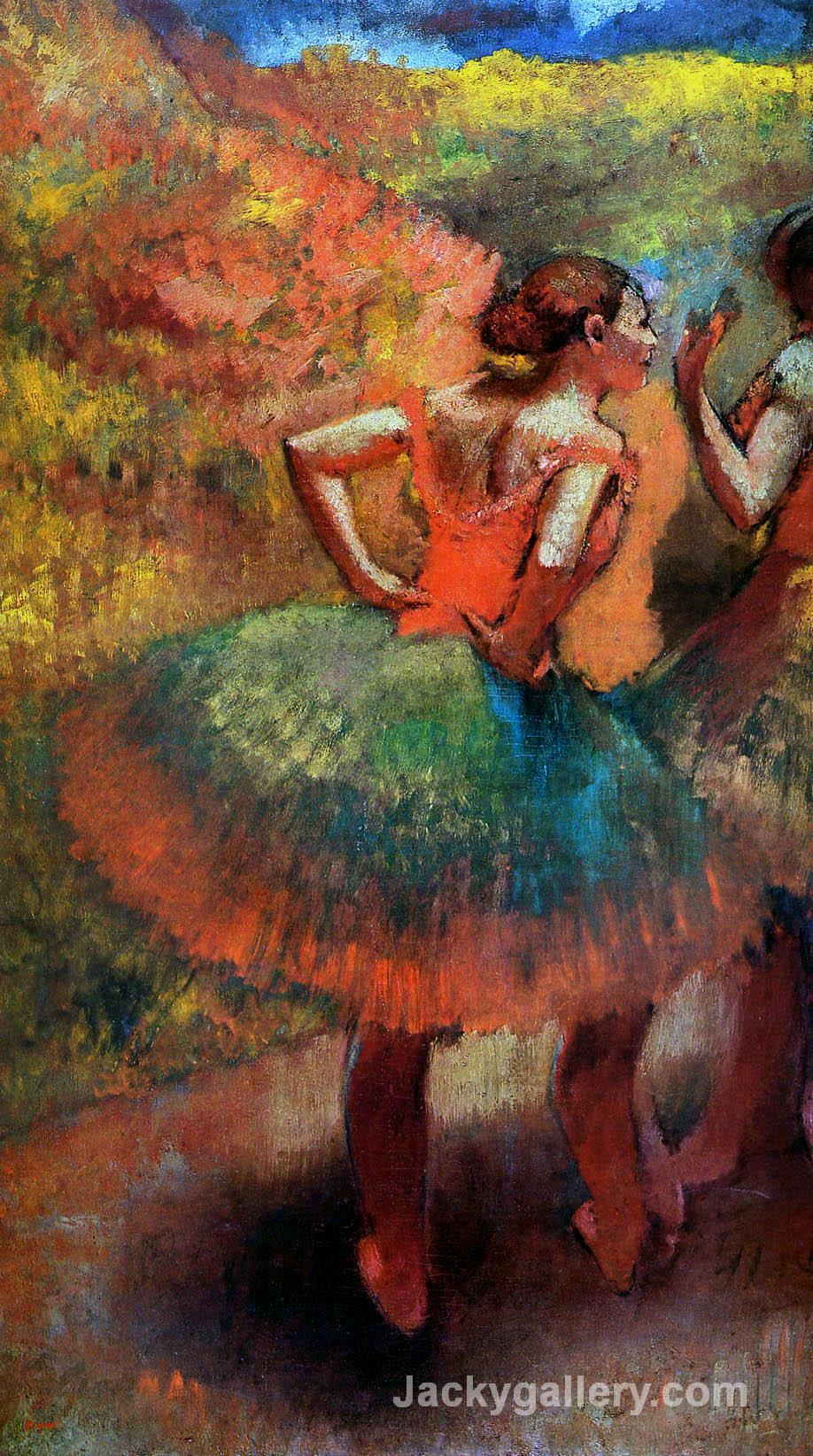 Two Dancers in Green Skirts, Landscape Scener by Edgar Degas paintings reproduction